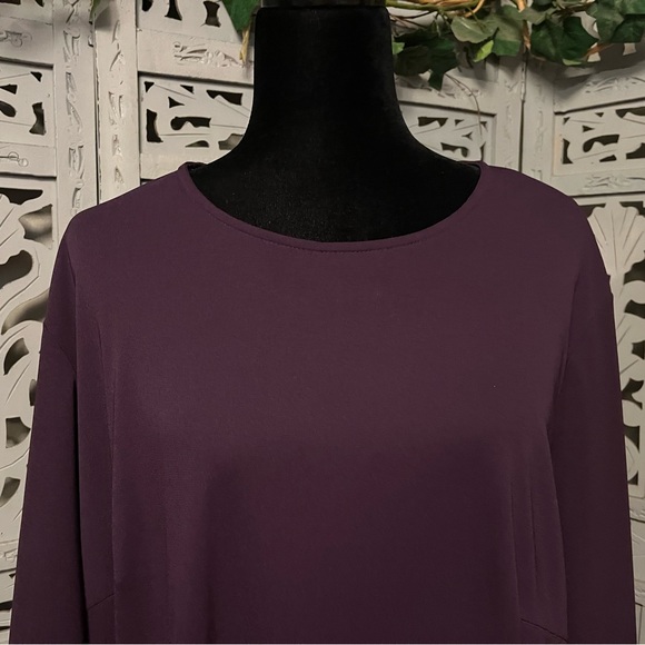 HARVE BENARD VINTAGE PERFECT PLUM PURPLE ZIP UP LONG SLEEVE PLUS MIDI DRESS - Picture 3 of 10
